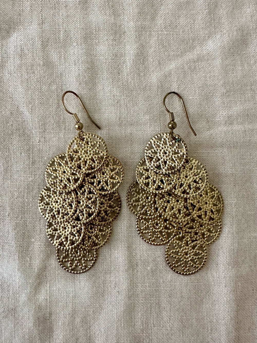Gold Filigree Cluster Drop Earrings